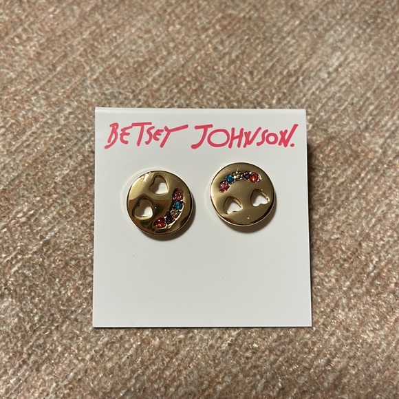 New! Betsey Johnson Smile Stud Earrings New - Picture 2 of 5